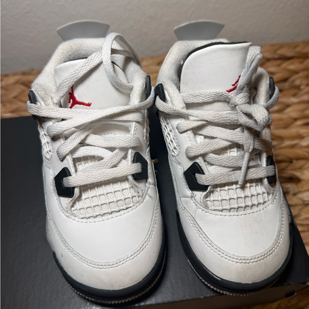 Jordan Kids White and Black Sneakers with Red Accents